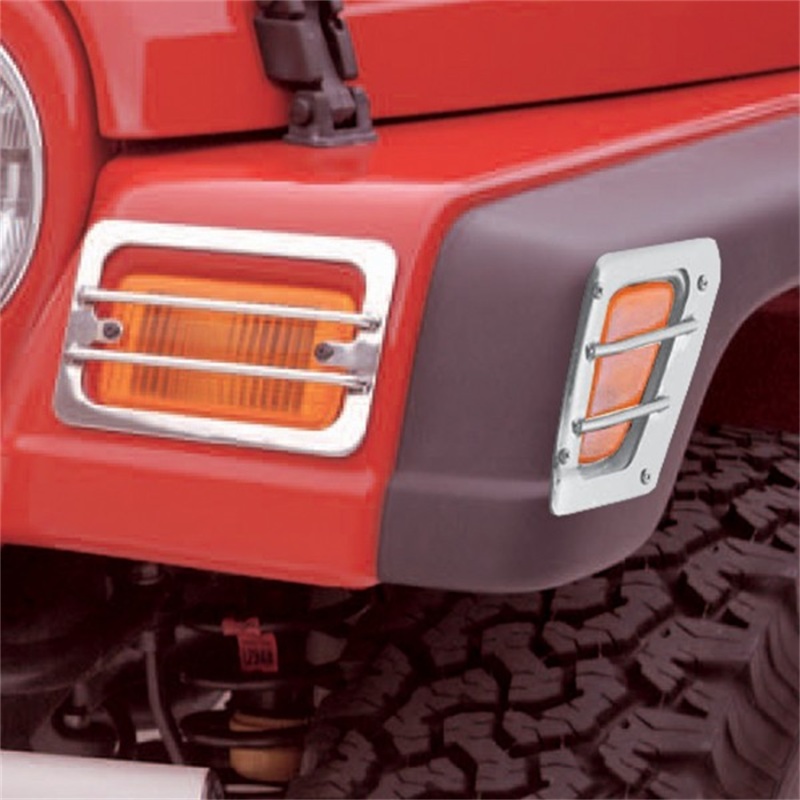 Jeep Wrangler Light Guards - Front - Rugged Ridge - Euro Guard - Stainless Steel - `97-`06